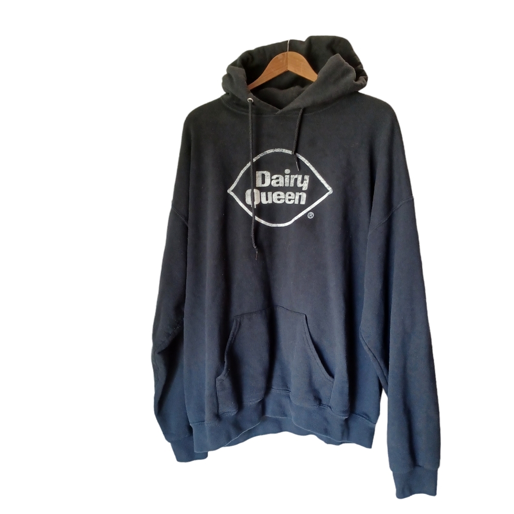 Vintage Dairy Queen 2XL Plus Size Classic Hoodie Black Graphic Logo Jerzees